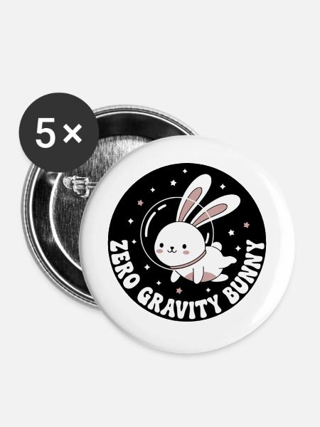 Schwerelosigkeits-Hase - Buttons mittel 32 mm (5er Pack) - Weiß