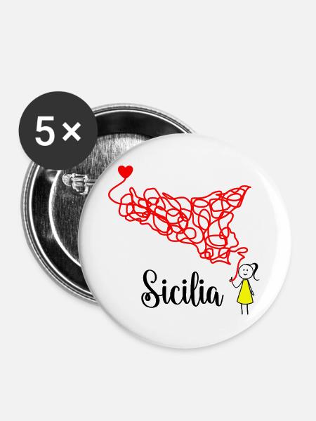 Sizilien - Buttons mittel 32 mm (5er Pack) - Weiß