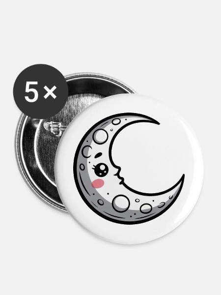 Mond - Buttons mittel 32 mm (5er Pack) - Weiß