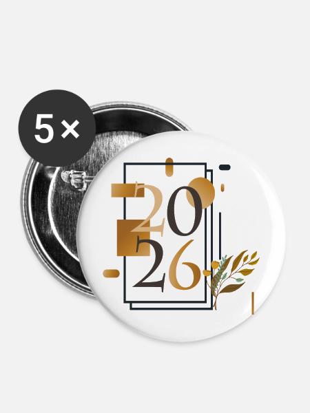 mein Jahr 2026 - Buttons mittel 32 mm (5er Pack) - Weiß