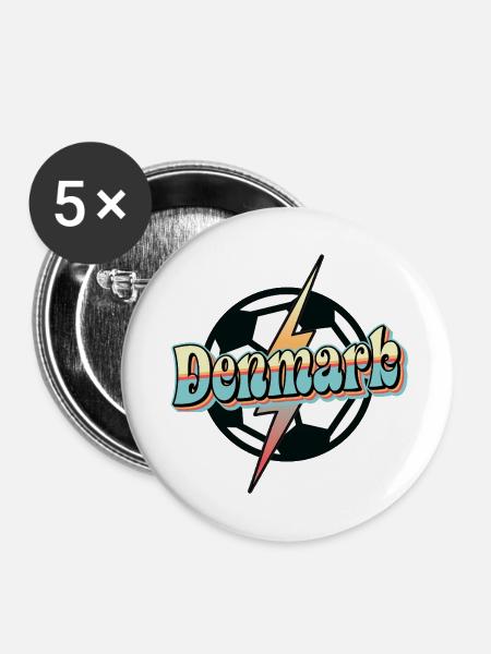 Denmark Fussball - Buttons mittel 32 mm (5er Pack) - Weiß