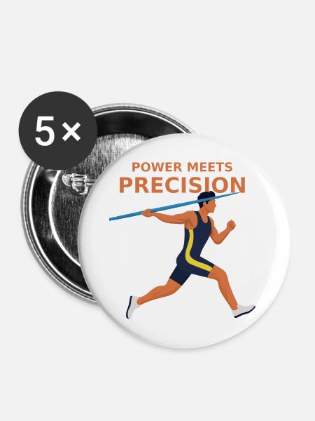 Power trifft Präzision - Speerwerfen - Buttons mittel 32 mm (5er Pack) - Weiß