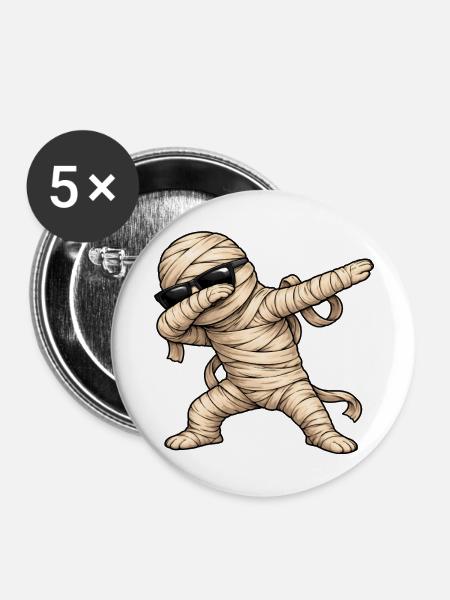 Dabbing Mumie - Buttons mittel 32 mm (5er Pack) - Weiß