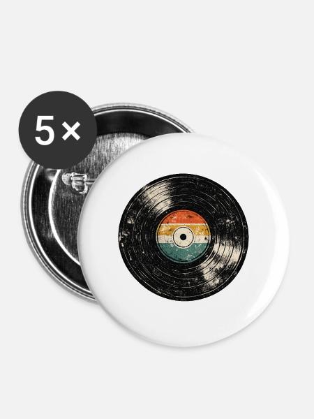 Retro Vinyl  - Buttons mittel 32 mm (5er Pack) - Weiß