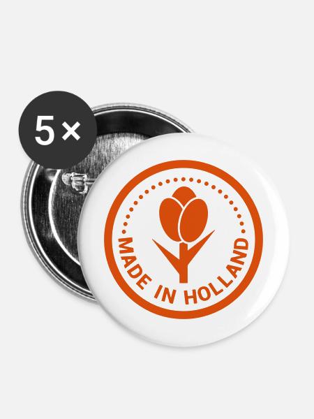 Hergestellt in Holland - Buttons mittel 32 mm (5er Pack) - Weiß