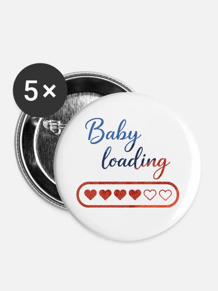 Baby Loading: Herz-Countdown - Buttons mittel 32 mm (5er Pack) - Weiß