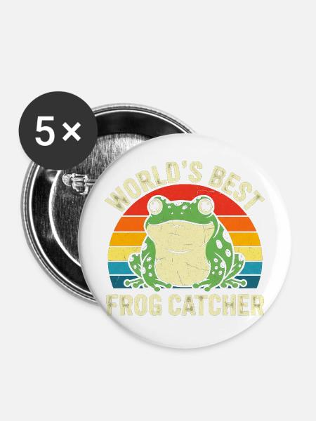 Weltbester Froschfänger Retro-Design - Buttons mittel 32 mm (5er Pack) - Weiß