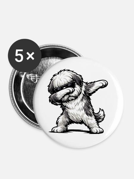Dabbing Bobtail - Buttons mittel 32 mm (5er Pack) - Weiß