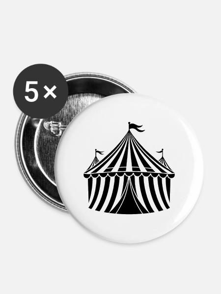 Zirkuszelt - Buttons mittel 32 mm (5er Pack) - Weiß