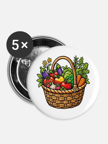 Bio-Gemüsegartenkorb - Buttons mittel 32 mm (5er Pack) - Weiß