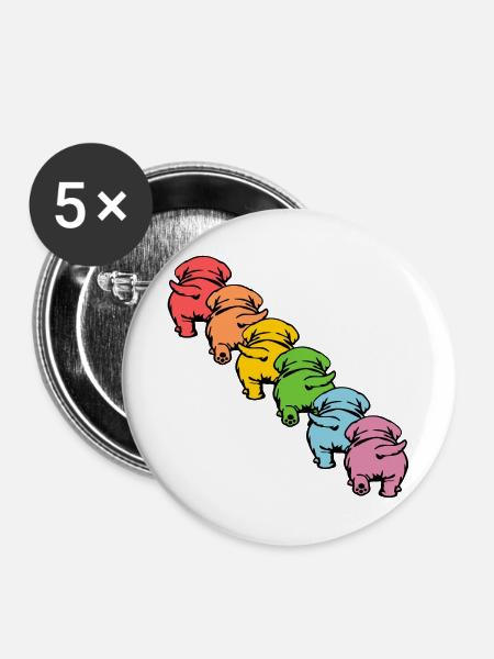 INKLUSION HUNDE REGENBOGEN - Buttons mittel 32 mm (5er Pack) - Weiß