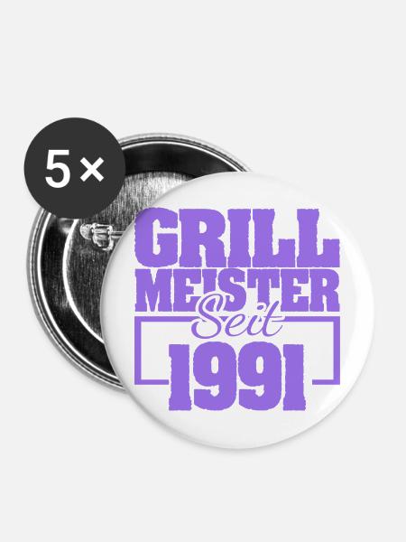 Grillbesteck 1991 - Buttons mittel 32 mm (5er Pack) - Weiß