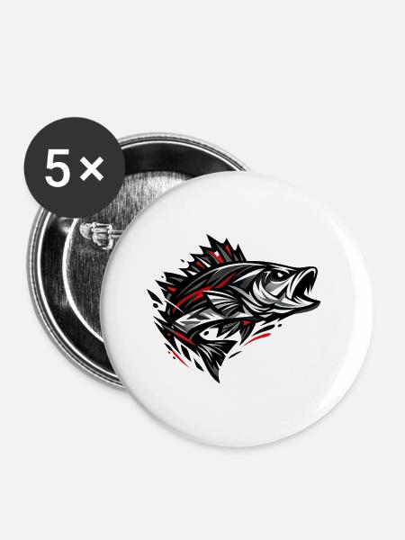 Red Perch - Buttons mittel 32 mm (5er Pack) - Weiß