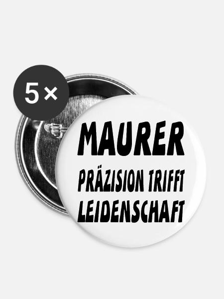 Maurer - Buttons mittel 32 mm (5er Pack) - Weiß