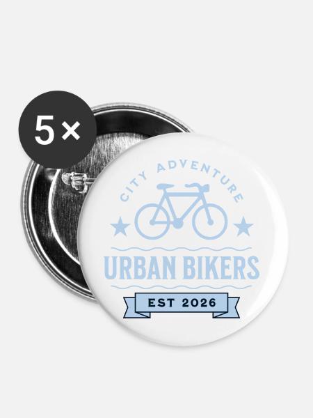 Urban Bikers geschaffen 2026 - Buttons mittel 32 mm (5er Pack) - Weiß