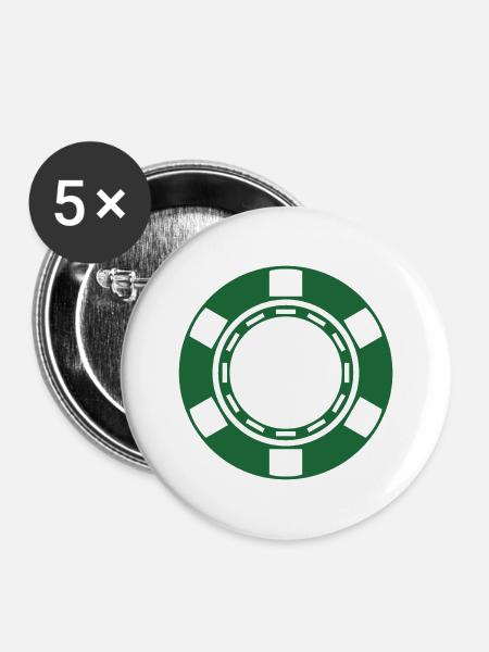 Casino-Münze - Buttons mittel 32 mm (5er Pack) - Weiß