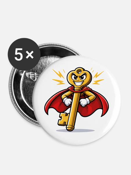 Uralter Superheldenschlüssel - Buttons mittel 32 mm (5er Pack) - Weiß