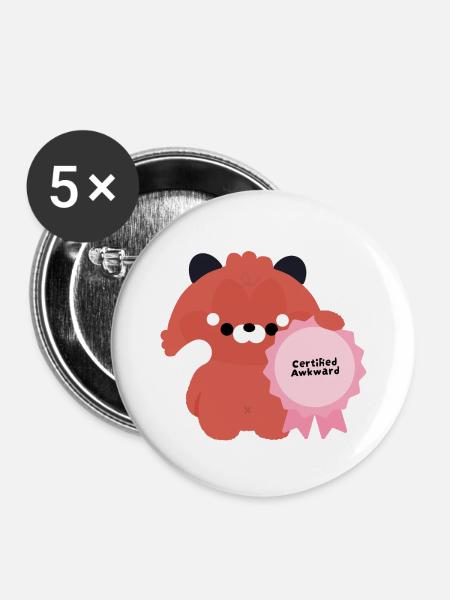 Zertifizierter Awkward Red Panda - Buttons mittel 32 mm (5er Pack) - Weiß