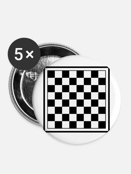 Schachbrett - Buttons mittel 32 mm (5er Pack) - Weiß