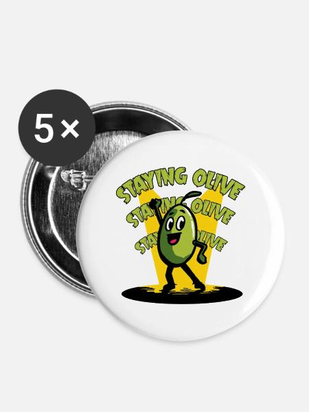 Staying Olive – Oliv-Disco und Retro-Humor - Buttons mittel 32 mm (5er Pack) - Weiß