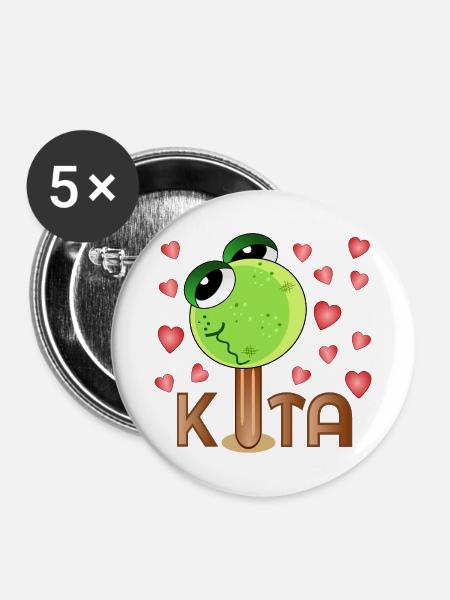 Eiscreme Frosch Kita - Buttons mittel 32 mm (5er Pack) - Weiß