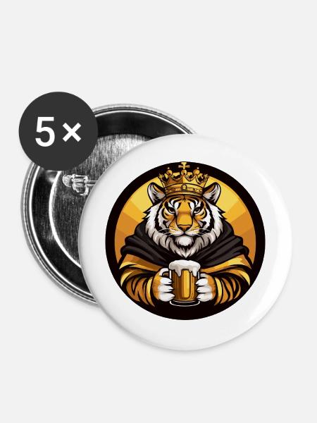Tiger Bier Lustig - Buttons mittel 32 mm (5er Pack) - Weiß