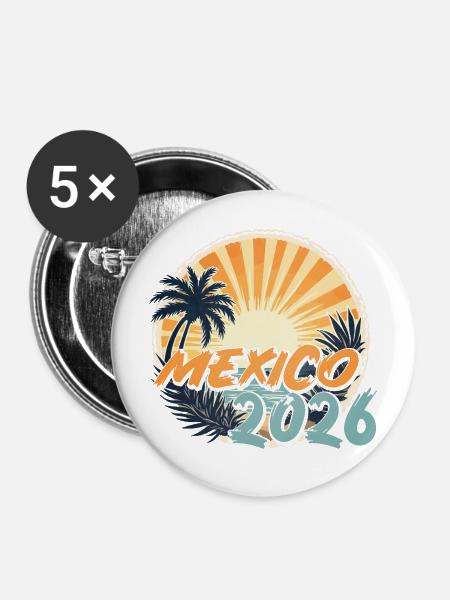 Mexiko 2026 - Buttons mittel 32 mm (5er Pack) - Weiß