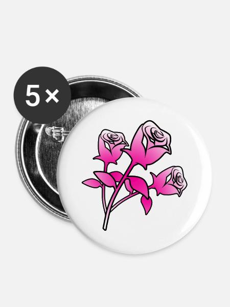 Rosen - Buttons mittel 32 mm (5er Pack) - Weiß
