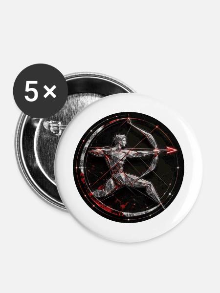 Geometrischer Bogenschütze im Kreis - Buttons mittel 32 mm (5er Pack) - Weiß