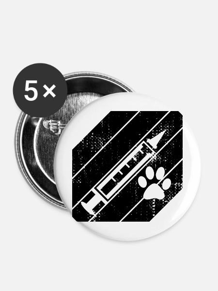 Spritze - Buttons mittel 32 mm (5er Pack) - Weiß