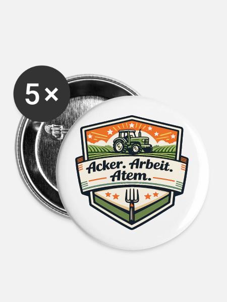 Acker Arbeit Atem Badge - Buttons mittel 32 mm (5er Pack) - Weiß
