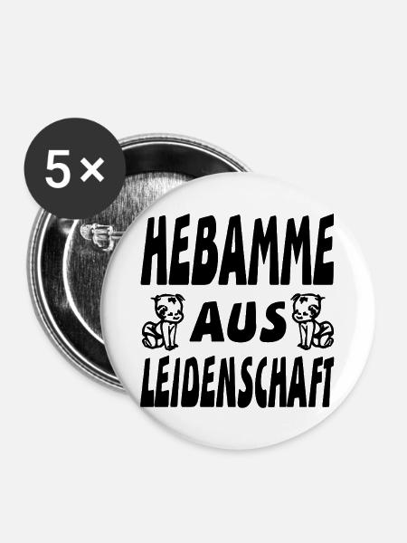 Hebamme - Buttons mittel 32 mm (5er Pack) - Weiß