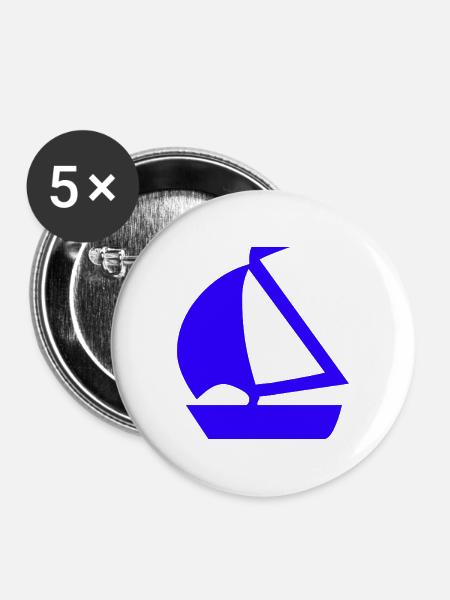 Segeln - Buttons mittel 32 mm (5er Pack) - Weiß