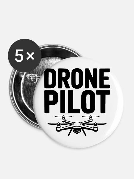 Drohnen-Pilot - Buttons mittel 32 mm (5er Pack) - Weiß