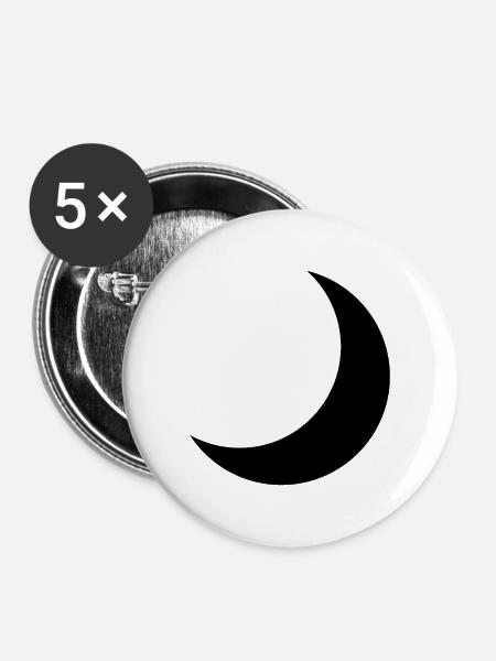 Halbmond - Buttons mittel 32 mm (5er Pack) - Weiß