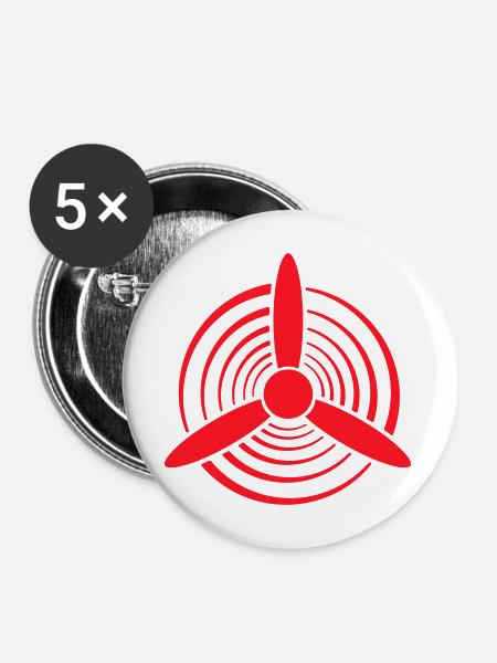 Roter Propeller - Buttons mittel 32 mm (5er Pack) - Weiß