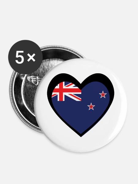 Ngākau Pango Aotearoa - Buttons mittel 32 mm (5er Pack) - Weiß
