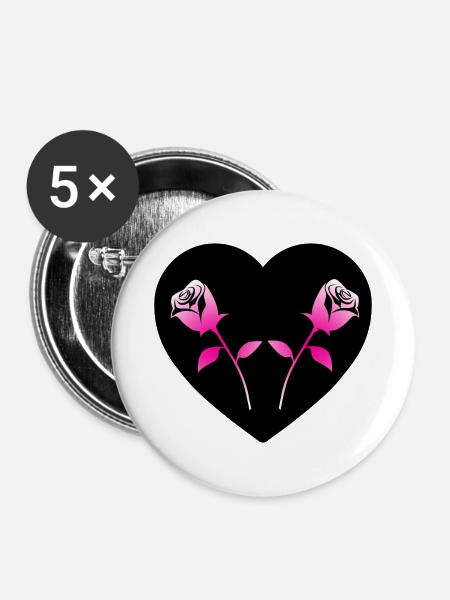 Rosen - Buttons mittel 32 mm (5er Pack) - Weiß