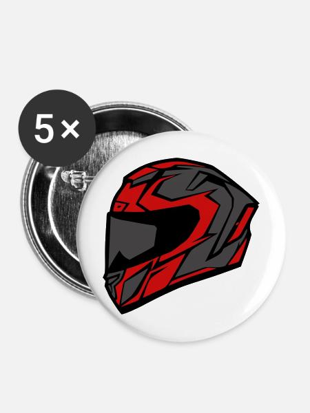 Motorrad Helm Racing Biker - Buttons mittel 32 mm (5er Pack) - Weiß