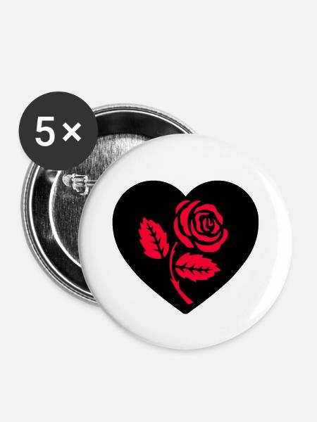 Rosen - Buttons mittel 32 mm (5er Pack) - Weiß