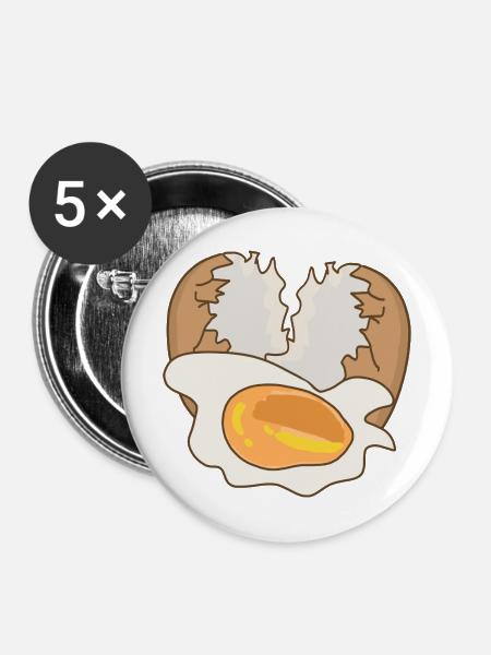 Spiegel mit Eierschale - Buttons mittel 32 mm (5er Pack) - Weiß