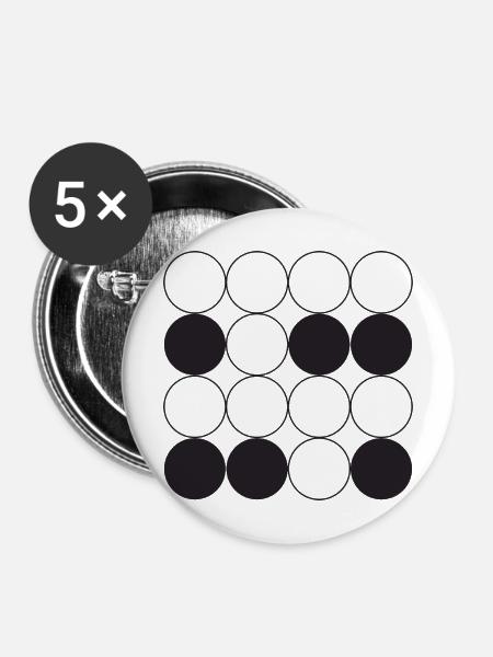 Kreisgitter-Design - Buttons mittel 32 mm (5er Pack) - Weiß