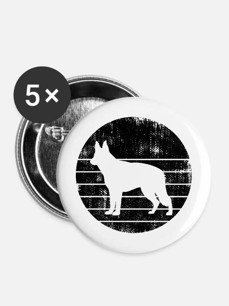 Deutscher Schäferhund - Buttons mittel 32 mm (5er Pack) - Weiß