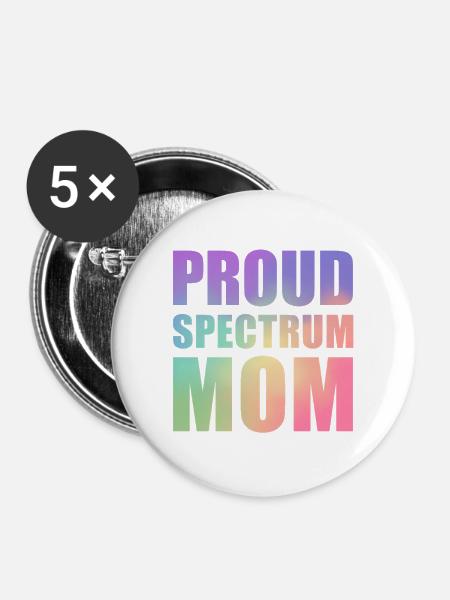 Stolze Spectrum-Mama - Buttons mittel 32 mm (5er Pack) - Weiß