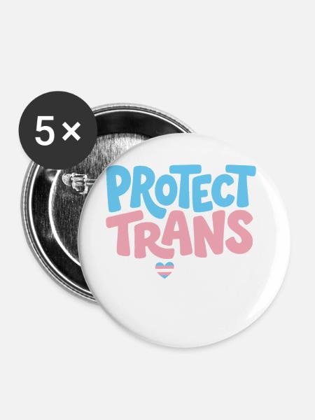 Beschütze Trans Kids Tee - Buttons mittel 32 mm (5er Pack) - Weiß