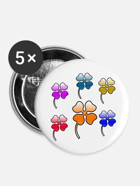 Blumen - Buttons mittel 32 mm (5er Pack) - Weiß