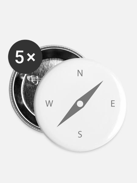 Nordstern Kompass Illustration - Buttons mittel 32 mm (5er Pack) - Weiß