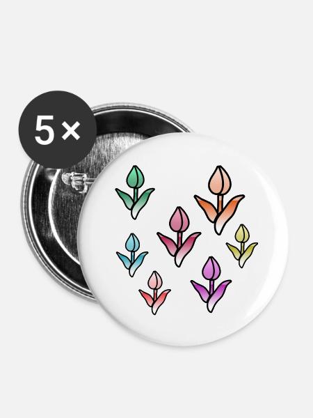 Blumen - Buttons mittel 32 mm (5er Pack) - Weiß