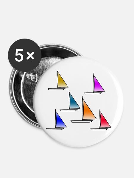 Segeln - Buttons mittel 32 mm (5er Pack) - Weiß