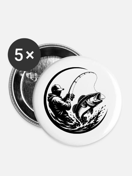 Angler - Buttons mittel 32 mm (5er Pack) - Weiß